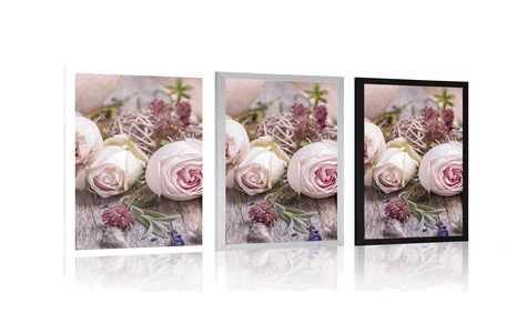 PLAKÁT SLAVNOSTNÍ KVĚTINOVÁ KOMPOZICE RŮŽÍ - KVĚTINY - PLAKÁTY