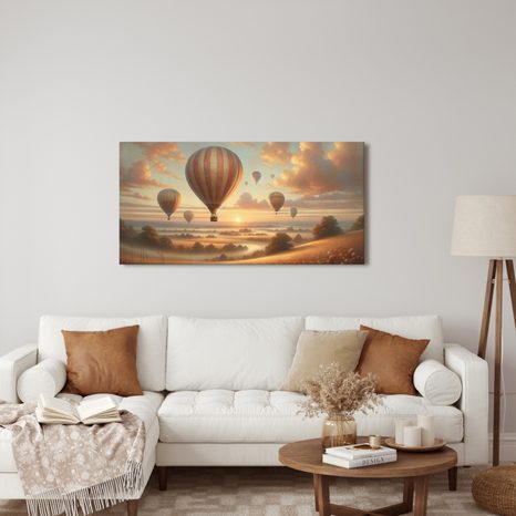 OBRAZ ZÁPAD SLUNCE S BALONY - OBRAZY POLE A LOUKY - OBRAZY