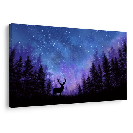 OBRAZ VÁNOČNÍ JELEN V MAGICKÉM LESE - VÁNOČNÍ A ZIMNÍ OBRAZY - OBRAZY