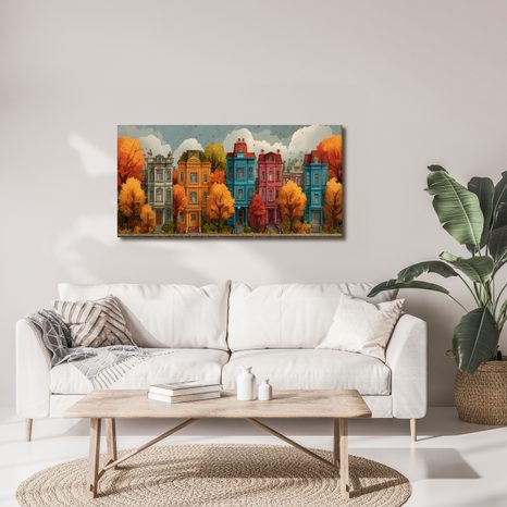 OBRAZ HISTORICKÉ DOMY V PODZIMU - BAREVNÉ DOMY - OBRAZY