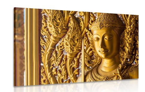 WANDBILD BUDDHA-STATUE IM TEMPEL - BILDER MIT FENG SHUI-MOTIVEN - BILDER