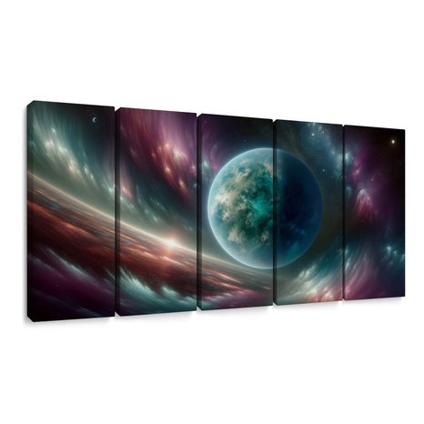 5-TEILIGES WANDBILD GALAXIE UND PLANET - WANDBILDER GALAXIE - BILDER