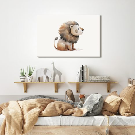 QUADRO SU TELA – LEONE CARINO NELLA NATURA - QUADRI PER BAMBINI ANIMALI - STAMPE E QUADRI