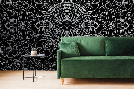 SAMOLEPÍCÍ TAPETA ORIENTÁLNÍ ORNAMENT V ČERNOBÍLÉM - SAMOLEPÍCÍ TAPETY - TAPETY