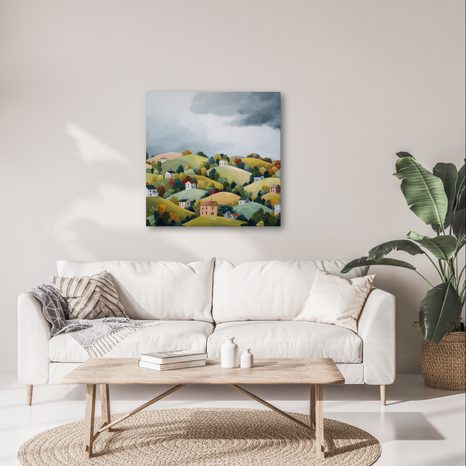 WANDBILD MALERISCHE HERBSTDÖRFER - BUNTE HÄUSER - BILDER