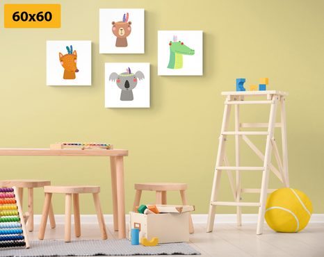 SET OBRAZŮ ROZTOMILÍ ZVÍŘECÍ INDIÁNI - SESTAVY OBRAZŮ - OBRAZY