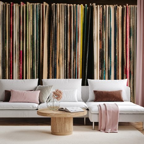 TAPETE VINYLPLATTEN IM RETRO-STIL - MUSIK FOTOTAPETEN - TAPETEN