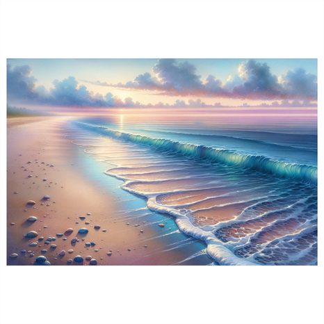 WANDBILD SANFTE WELLEN AM UFER - BILDER MEER UND STRAND - BILDER