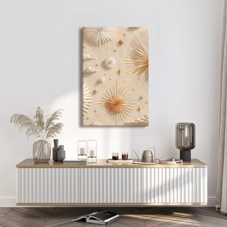 WANDBILD SONNE UND STERNE IN DEN WOLKEN - BILDER VON SONNENAUFGANG UND SONNENUNTERGANG - BILDER