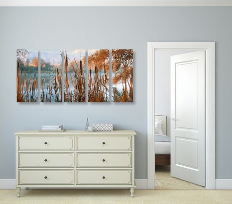 TABLOU 5-PIESE RÂUL ÎN MIJLOCUL NATURII DE TOAMNĂ - TABLOU NATURĂ ȘI PEISAJE NATURALE - TABLOURI