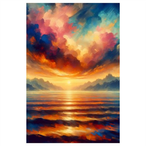 OBRAZ BAREVNÁ OBLOHA NAD HORAMI - OBRAZY VÝCHOD A ZÁPAD SLUNCE - OBRAZY