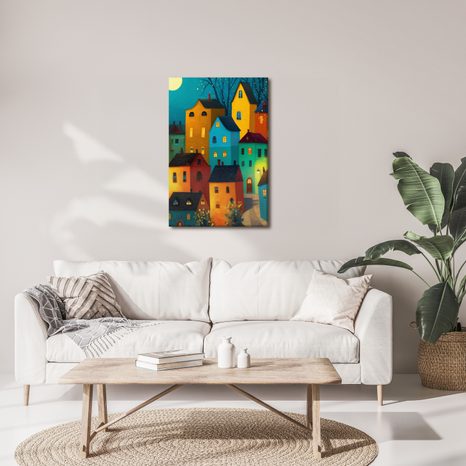 OBRAZ BAREVNÉ DOMKY V NOCI - BAREVNÉ DOMY - PICTURES