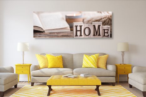 OBRAZ DREWNIANE LITERY Z NAPISEM HOME - OBRAZY Z NAPISAMI I CYTATAMI - OBRAZY