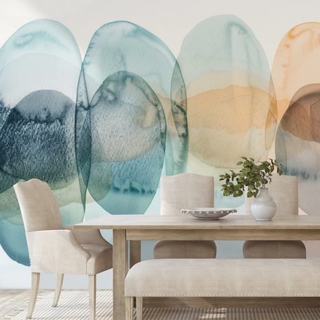 FOTOTAPET AUTOADEZIV CERCURI PASTELATE ACUARELĂ - TAPET ABSTRACT - TAPETURI