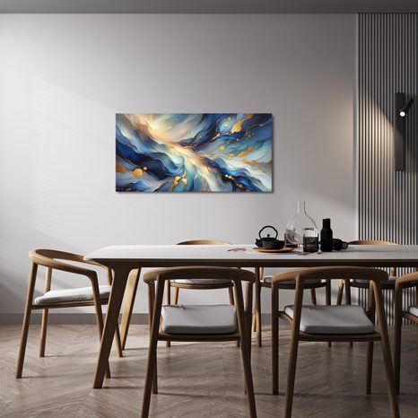 OBRAZ ZLATÉ LINIE V MODRÉ HLUBINĚ - OBRAZY ABSTRAKTNÍ TVARY - OBRAZY