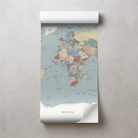 SELBSTKLEBENDE TAPETE BUNTE WELTKARTE - WELTKARTEN-TAPETEN - TAPETEN