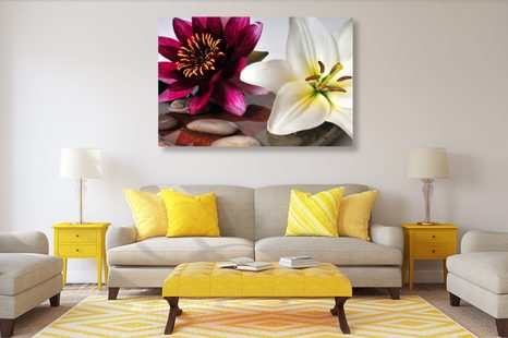 OBRAZ KVETY V MISKE SO ZEN KAMEŇMI - OBRAZY KVETOV - OBRAZY