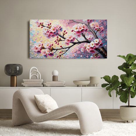 WANDBILD BLÜHENDER KIRSCHZWEIG - BILDER BLUMEN - BILDER