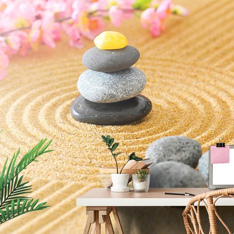 SELF ADHESIVE WALL MURAL PYRAMID OF ZEN STONES - SELF-ADHESIVE WALLPAPERS - WALLPAPERS