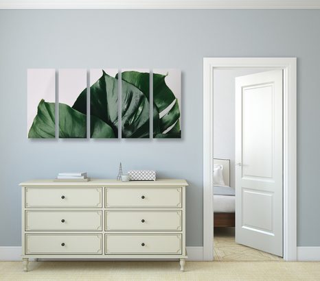 5-RÉSZES KÉP KÖNNYEZŐPÁLMA LEVELE - CSENDÉLET KÉPEKEN - KÉPEK