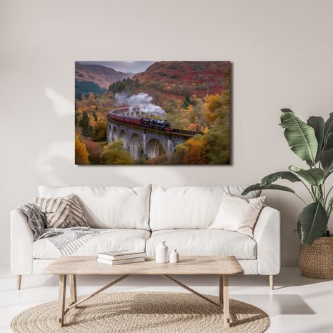 QUADRO SU TELA – TRENO A VAPORE - QUADRI DI NATURA E PAESAGGIO - STAMPE E QUADRI