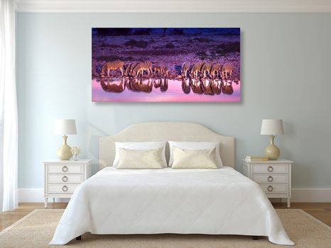 WANDBILD ZEBRAS AUF SAFARI - BILDER TIERE - BILDER