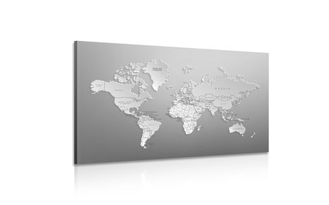 TABLOU HARTA LUMII ÎN ALB-NEGRU ÎN DESIGN ORIGINAL - TABLOURI CU HĂRȚI - TABLOURI