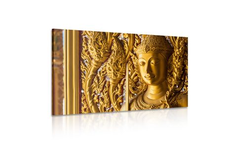 КАРТИНА НА ПЛАТНО – СТАТУЯ НА БУДА В ХРАМ - ФЪН ШУЙ КАРТИНИ - КАРТИНИ