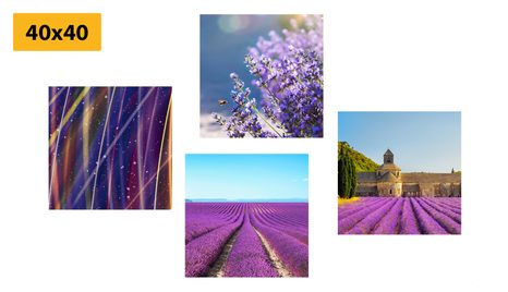 BILDER-SET LAVENDELFELD MIT ABSTRAKTION - BILDERSETS - BILDER
