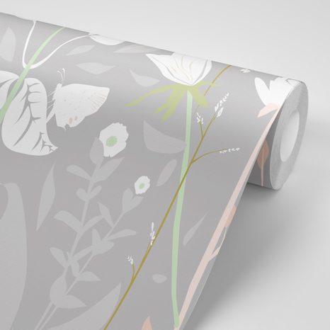 CARTA DA PARATI – PRATO FIORITO DELICATO - CARTA DA PARATI CON FIORI - CARTA DA PARATI