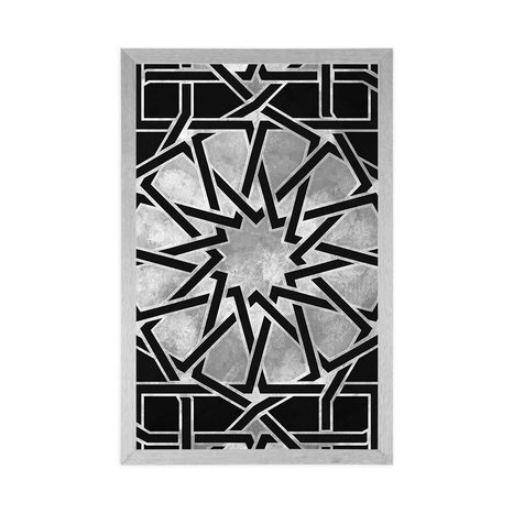 PLAKÁT ORIENTÁLNÍ MOZAIKA V ČERNOBÍLÉM - ČERNOBÍLÉ - PLAKÁTY