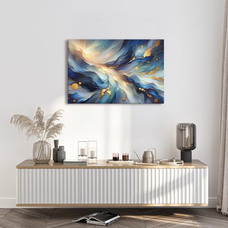 OBRAZ MODROZLATÝ PROUD SVĚTLA - OBRAZY ABSTRAKTNÍ TVARY - OBRAZY
