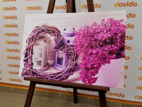 OBRAZ PROUTĚNÉ SRDCE S LUCERNIČKY A ŠEŘÍKEM - VINTAGE A RETRO OBRAZY - OBRAZY