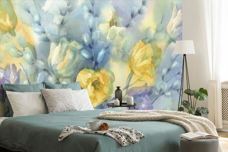 SELBSTKLEBENDE TAPETE GELBE AQUARELLTULPEN - SELBSTKLEBENDE TAPETEN - TAPETEN