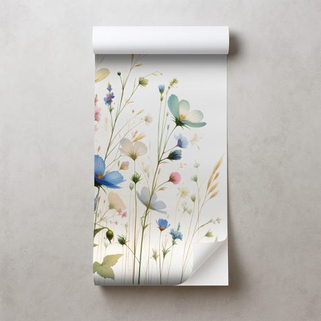SAMOLEPÍCÍ TAPETA PASTELOVÉ KVĚTINY A LÉTAJÍCÍ MOTÝLI - ΤΑΠΕΤΣΑΡΊΑ ΜΕ ΛΟΥΛΟΎΔΙΑ - ΤΑΠΕΤΣΑΡΊΕΣ