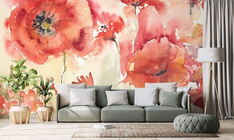 SAMOLEPÍCÍ TAPETA MALOVANÉ MÁKY NA POLI - SAMOLEPÍCÍ TAPETY - TAPETY