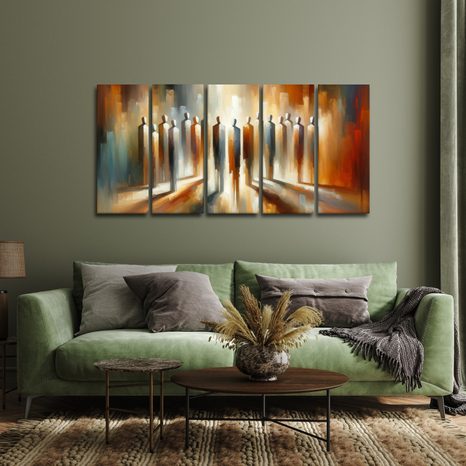 5-TEILIGES WANDBILD FIGUREN IM SCHEIN - BILDER VON MENSCHEN - BILDER