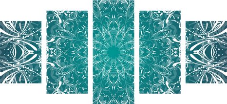 5-DÍLNÝ OBRAZ MODROBÍLÁ ROZETA - OBRAZY FENG SHUI - OBRAZY