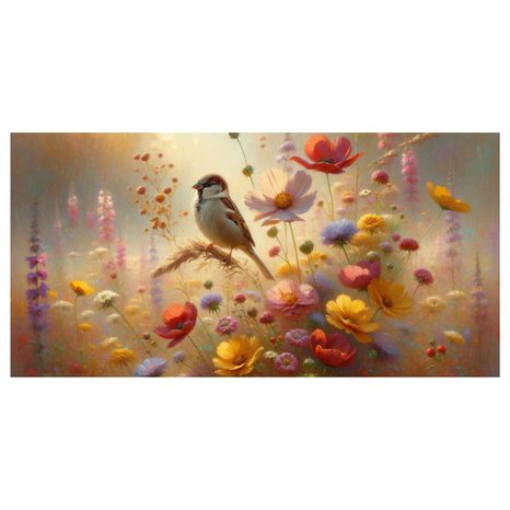 OBRAZ VRABEC NA LETNÍ LOUCE - OBRAZY PTÁCI - OBRAZY