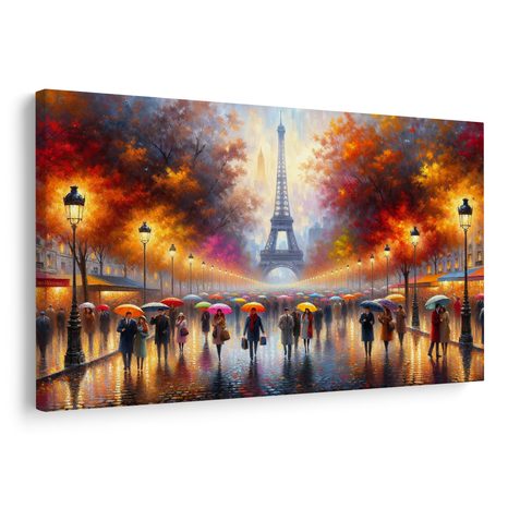 QUADRO SU TELA – PARIGI AUTUNNALE CON TORRE EIFFEL - QUADRI DI PARIGI - STAMPE E QUADRI