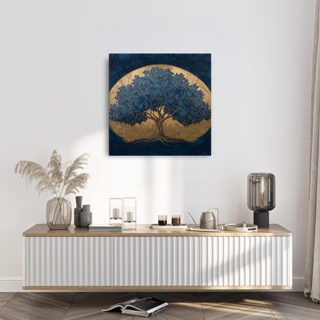 OBRAZ ZLATÝ STROM ŽIVOTA V MODRÉM PROSTORU - OBRAZY STROMY ŽIVOTA - OBRAZY