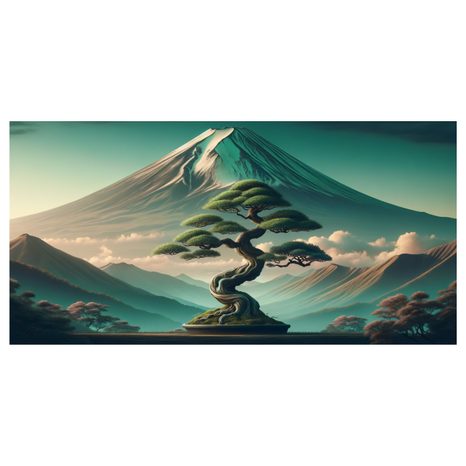 WANDBILD RUHE UNTER DEM BERG FUJI - BILDER VON BERGEN - BILDER