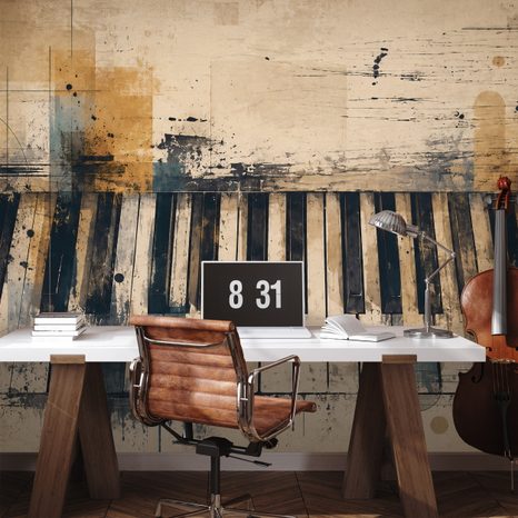 SELBSTKLEBENDE TAPETE ABSTRAKTE KLAVIERTASTEN IM VINTAGE-STIL - MUSIK FOTOTAPETEN - TAPETEN