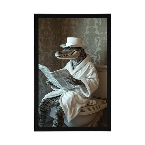 POSZTER KROKODIL ÚJSÁGGAL A WC-N - KROKODILOK - POSZTEREK