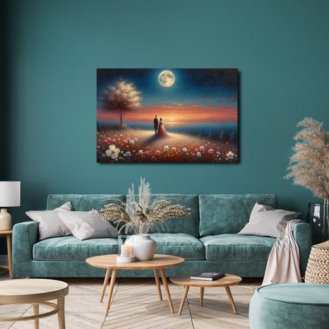 WANDBILD PAAR IM MONDLICHT - BILDER MIT LIEBESMOTIVEN - BILDER