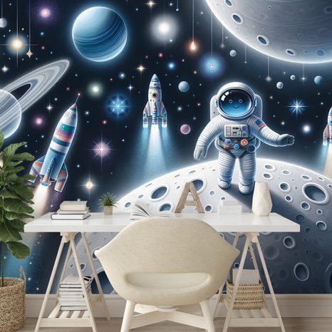 TAPETA DĚTSKÝ VESMÍR S ASTRONAUTY - DĚTSKÉ TAPETY - TAPETY