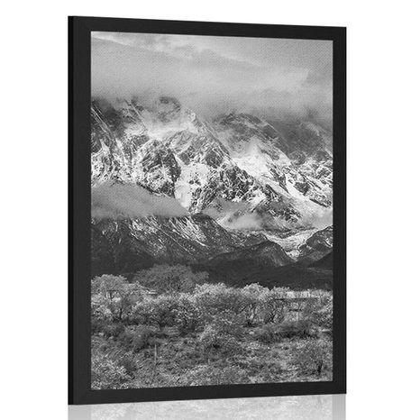 AFFICHE PAYSAGE DE MONTAGNE UNIQUE - NOIR ET BLANC - AFFICHES