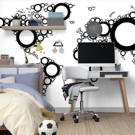 SELF ADHESIVE WALLPAPER WORLD MAP CONSISTING OF CIRCLES - SELF-ADHESIVE WALLPAPERS - WALLPAPERS