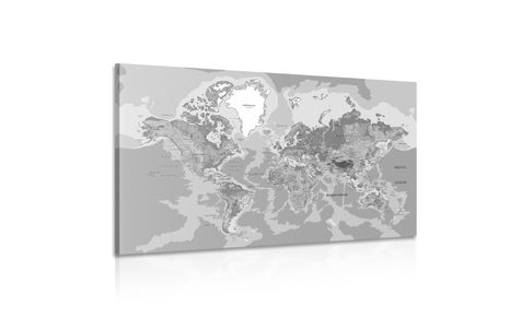 KÉP HAGYOMÁNYOS VILÁG TÉRKÉP FEKETE FEHÉRBEN - TÉRKÉPES KÉPEK - KÉPEK