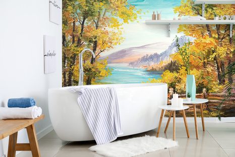 SELBSTKLEBENDE TAPETE ÖLGEMÄLDE DES BERGSEES - SELBSTKLEBENDE TAPETEN - TAPETEN